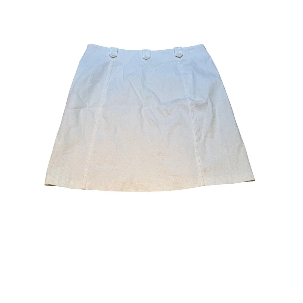& Trousers White‎ Pique A-Line Mini Skirt Button Waist Detail Size 10
